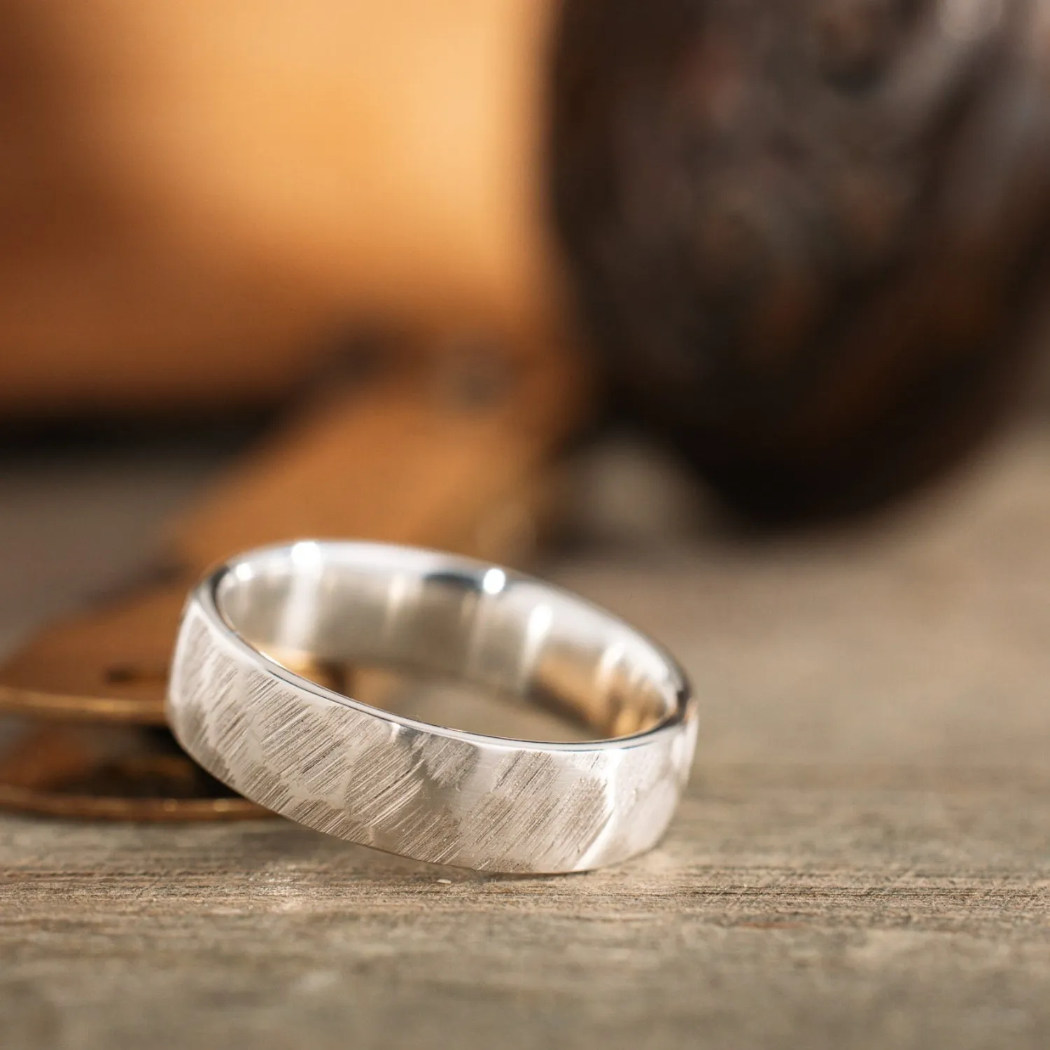 (In-Stock) The Apollo | Men's Hammered Silver Wedding Band - Size 9 | 6mm Wide