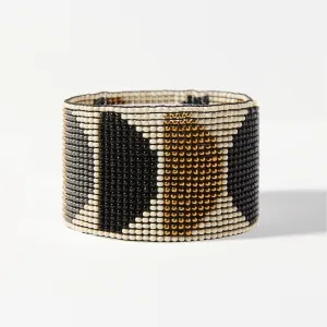 Ink Alloy Circle Stretch Bracelet - Black/Ivory/Gold