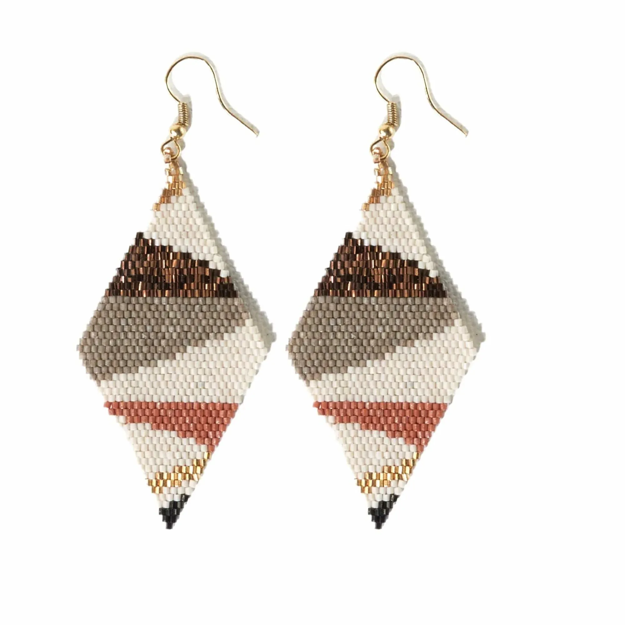 Ivory Bronze Grey Side Angles Diamond Luxe Earrings