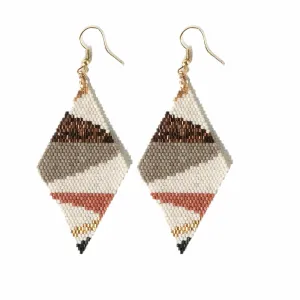Ivory Bronze Grey Side Angles Diamond Luxe Earrings