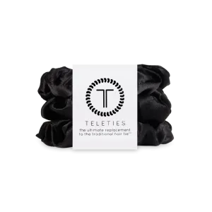 Jet Black Large Silk Scrunchies
