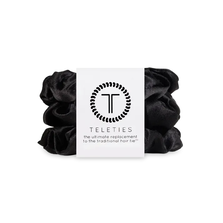 Jet Black Large Silk Scrunchies