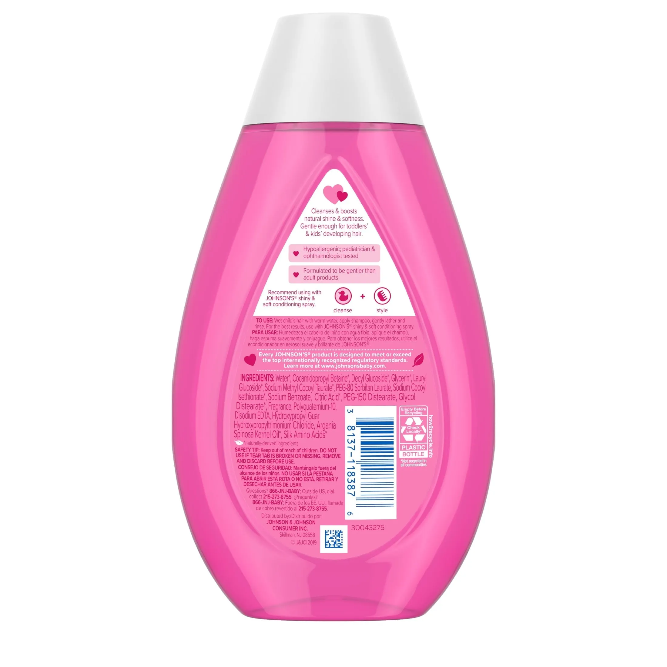 Johnson's Baby Shiny Soft TearFree Kids' Shampoo with Argan Oil Silk, 13.6 Fl Oz