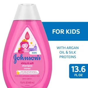 Johnson's Baby Shiny Soft TearFree Kids' Shampoo with Argan Oil Silk, 13.6 Fl Oz