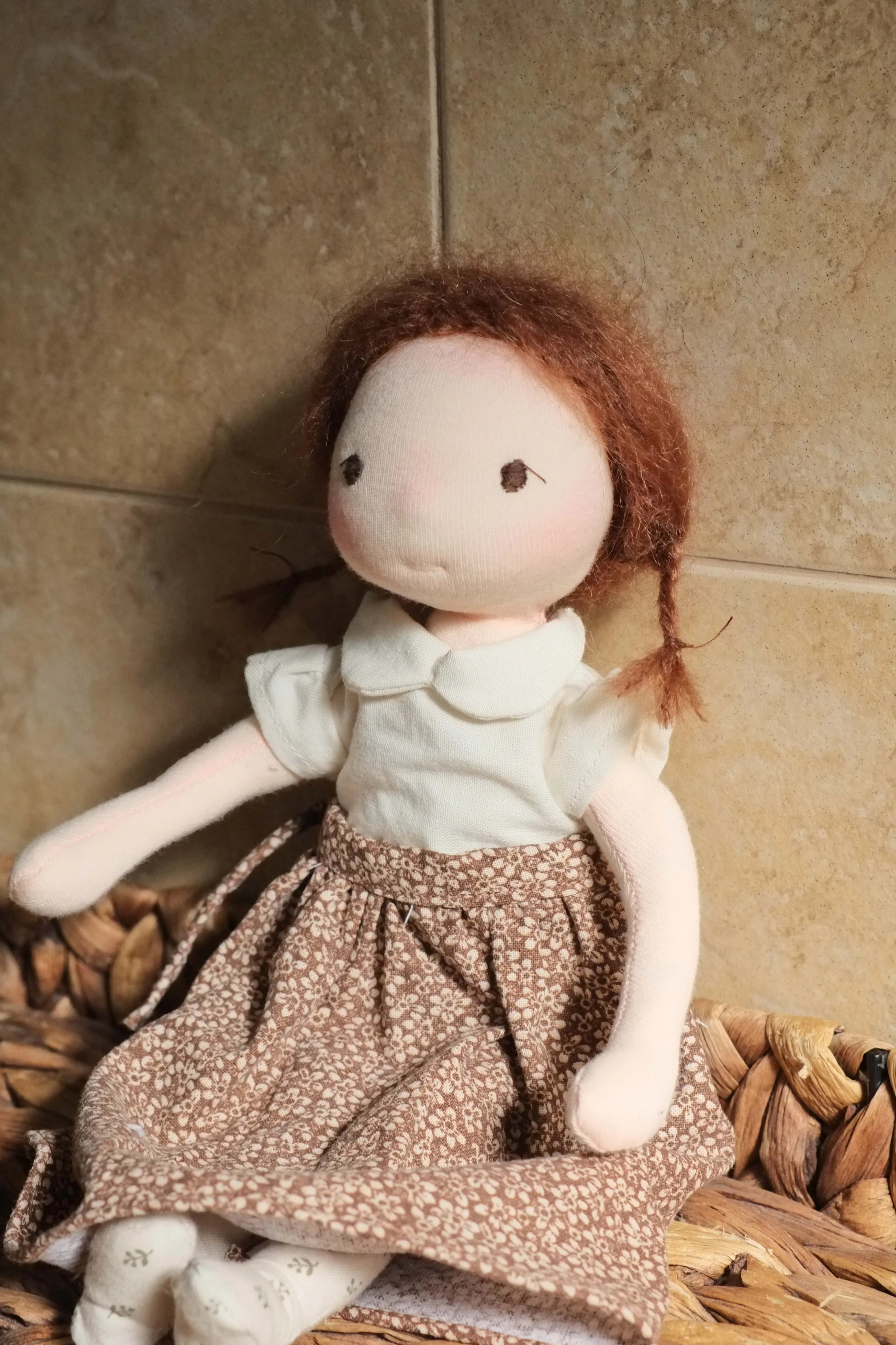 Juliette | Brunette Fair Natural Fiber Wool Doll