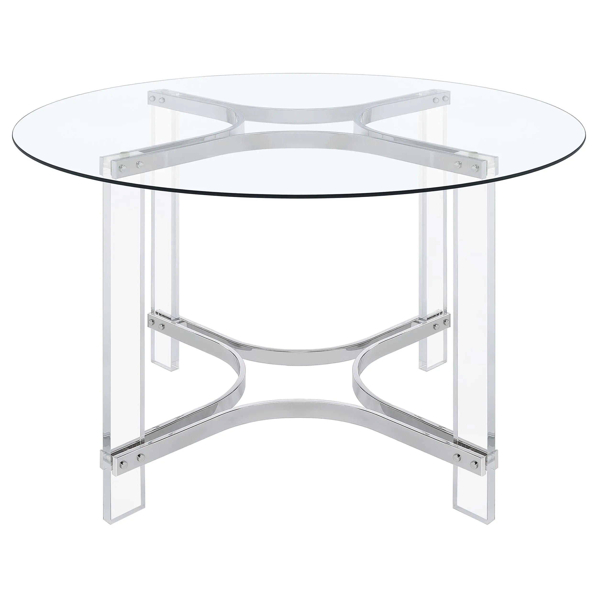 Keeling 5-piece Round Glass Top Acrylic Dining Set Chrome