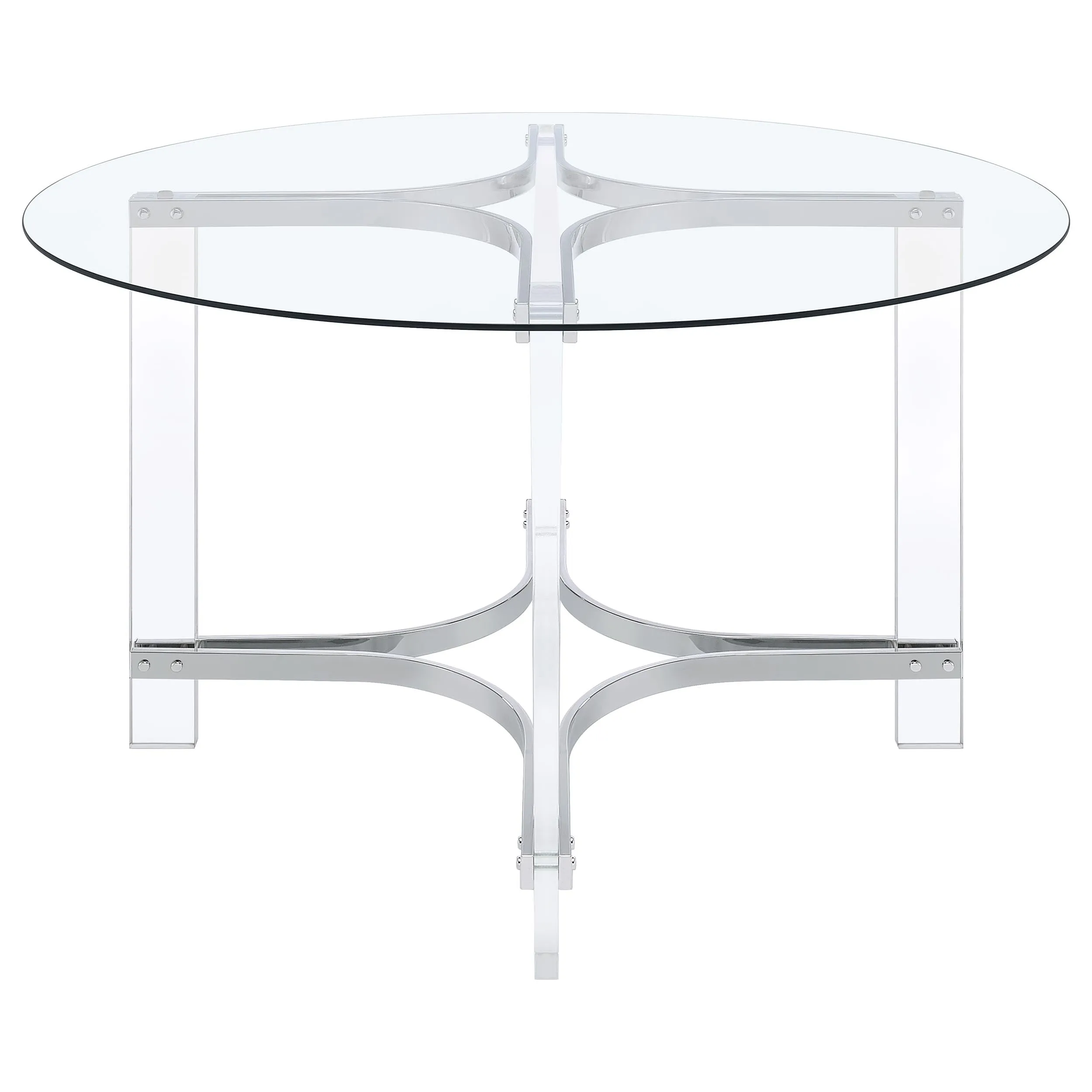 Keeling 5-piece Round Glass Top Acrylic Dining Set Chrome