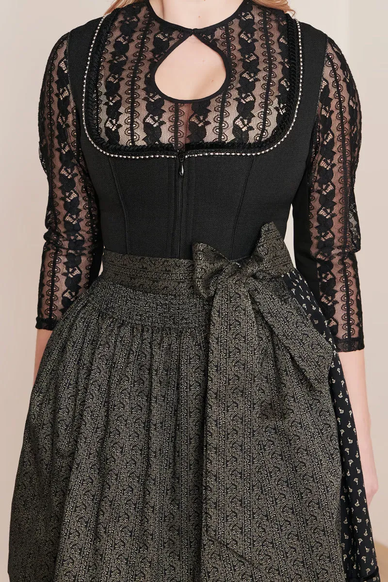 Kruger Midi Dirndl 2pcs. 60cm "Adalyn" black (30,40)