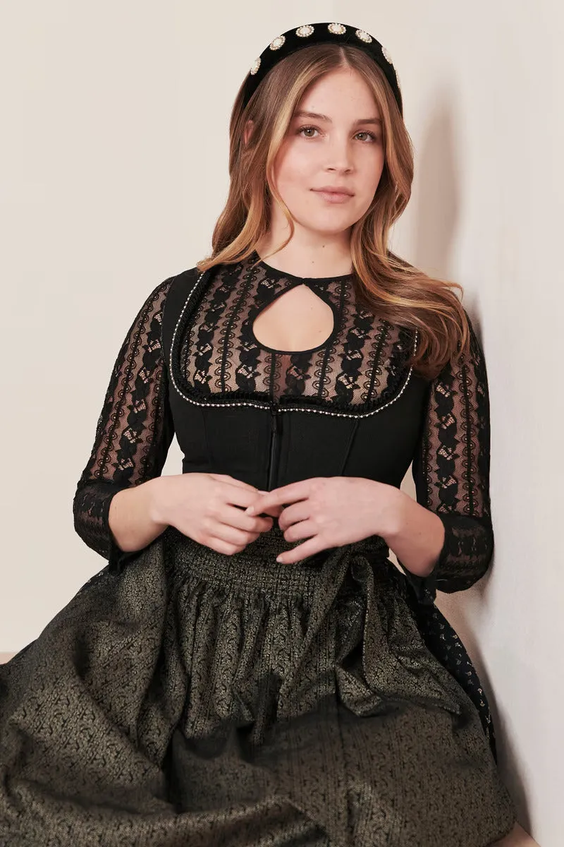 Kruger Midi Dirndl 2pcs. 60cm "Adalyn" black (30,40)