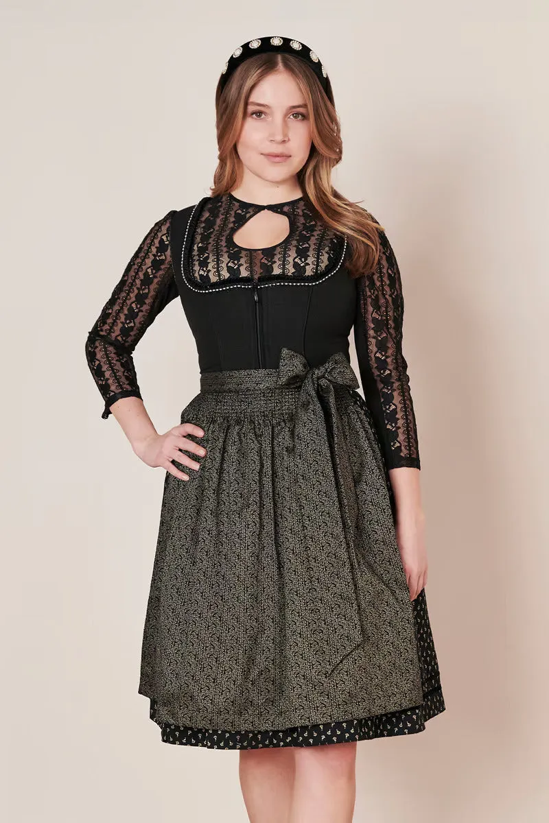 Kruger Midi Dirndl 2pcs. 60cm "Adalyn" black (30,40)