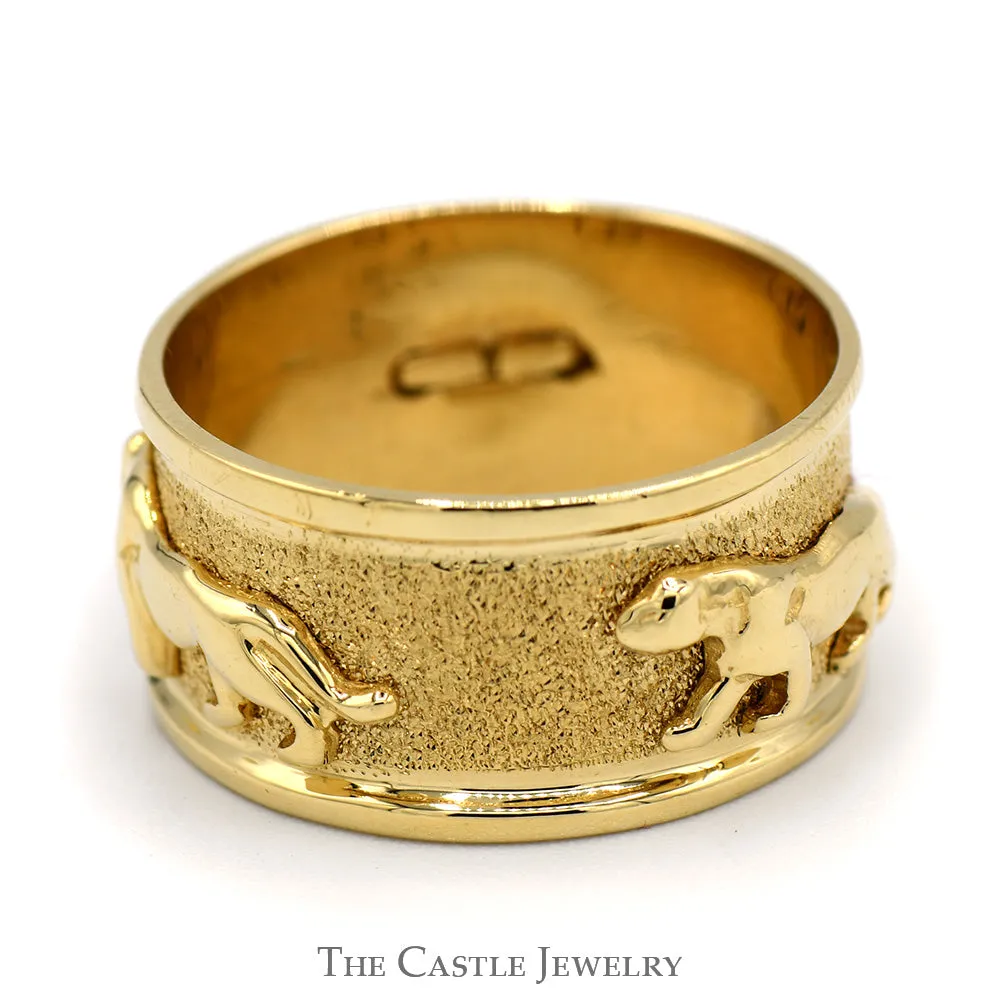 Laser Cut 14k Yellow Gold Panther Band Ring - Size 8.5