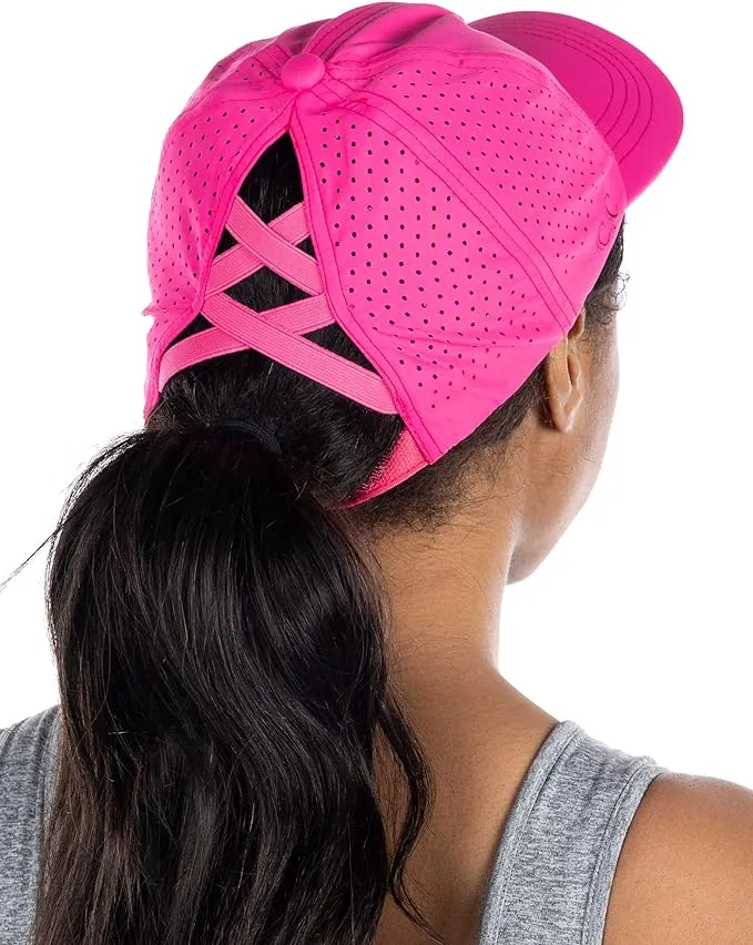 Laser Cut Criss Cross Ponytail Hat by Funky Junque