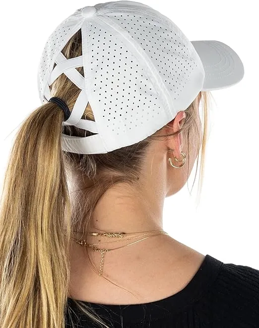 Laser Cut Criss Cross Ponytail Hat by Funky Junque