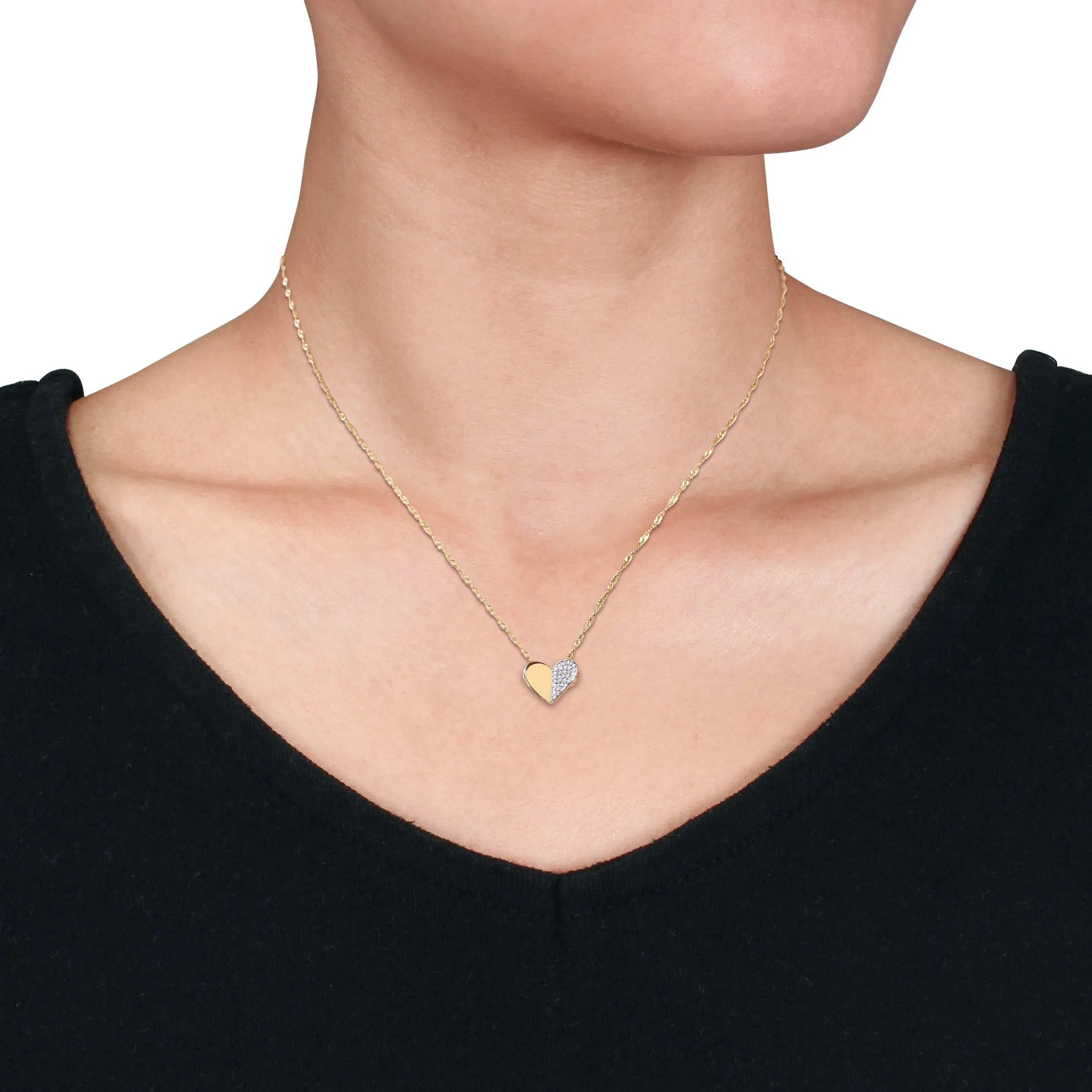 Laser-Cut Diamond Heart Necklace