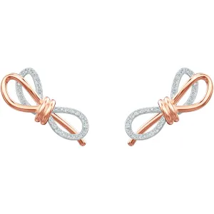 Lifelong Bow White Mixed Plating Pierced Earrings