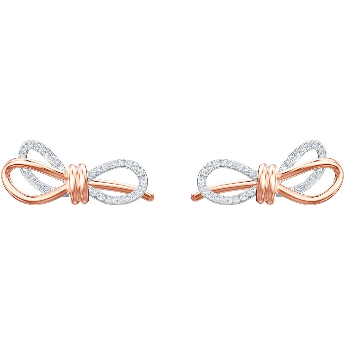 Lifelong Bow White Mixed Plating Pierced Earrings