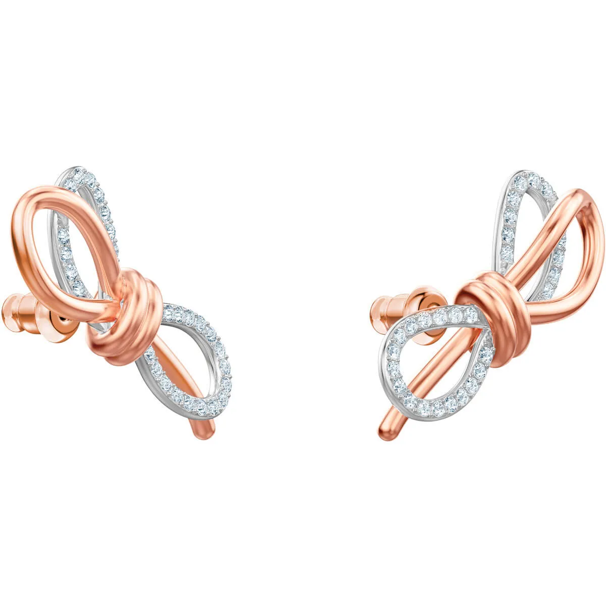 Lifelong Bow White Mixed Plating Pierced Earrings
