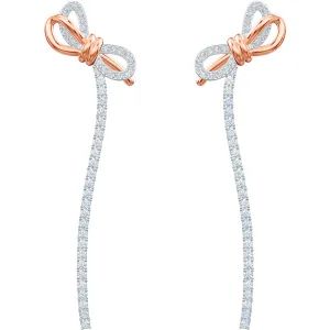 Lifelong Bow White Mixed Plating Pierced Thread Earrings
