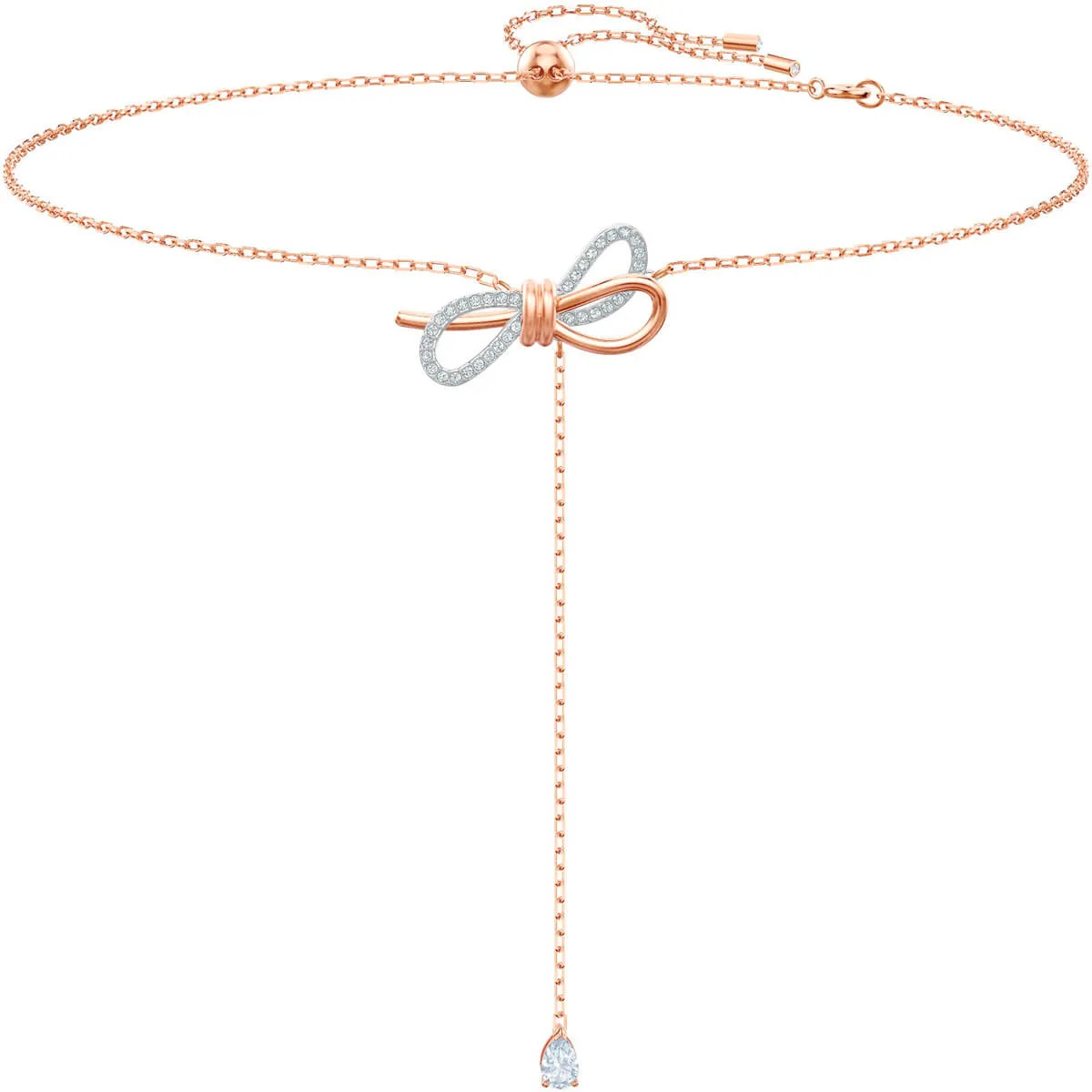 Lifelong Bow White Mixed Plating Y Necklace