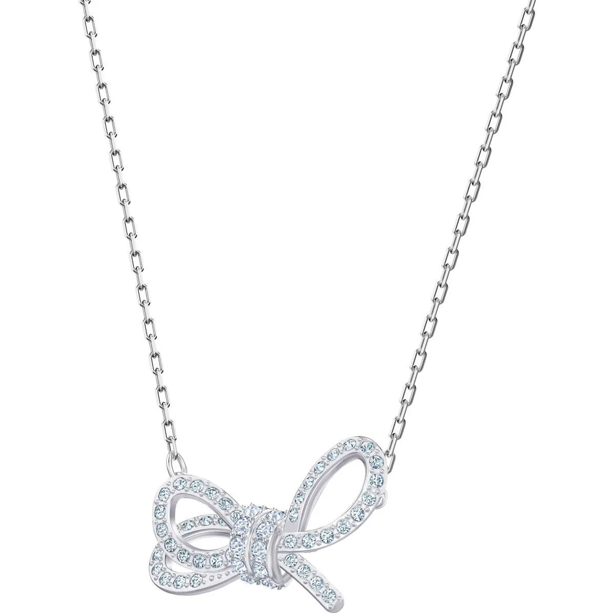 Lifelong Bow White Rhodium Plating Pendant Necklace