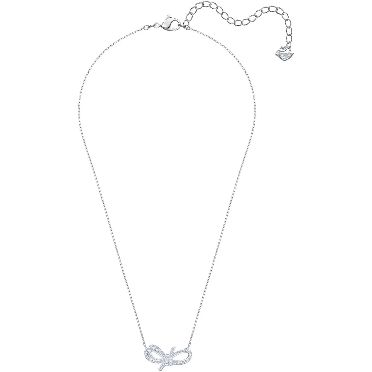 Lifelong Bow White Rhodium Plating Pendant Necklace
