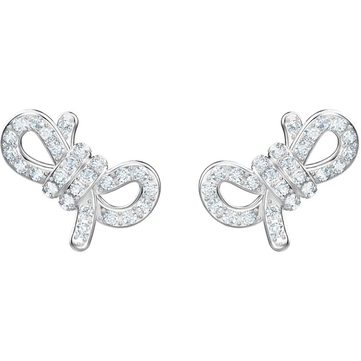 Lifelong Bow White Rhodium Plating Pierced Earrings