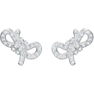 Lifelong Bow White Rhodium Plating Pierced Earrings