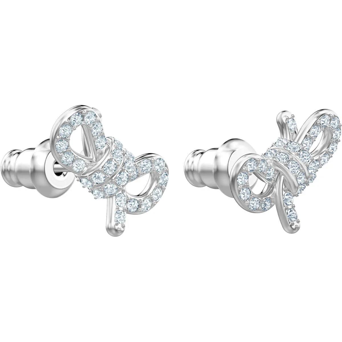 Lifelong Bow White Rhodium Plating Pierced Earrings