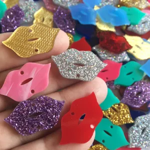 Lips acrylic connector / Conectores Labios (10 Pieces), 30mm