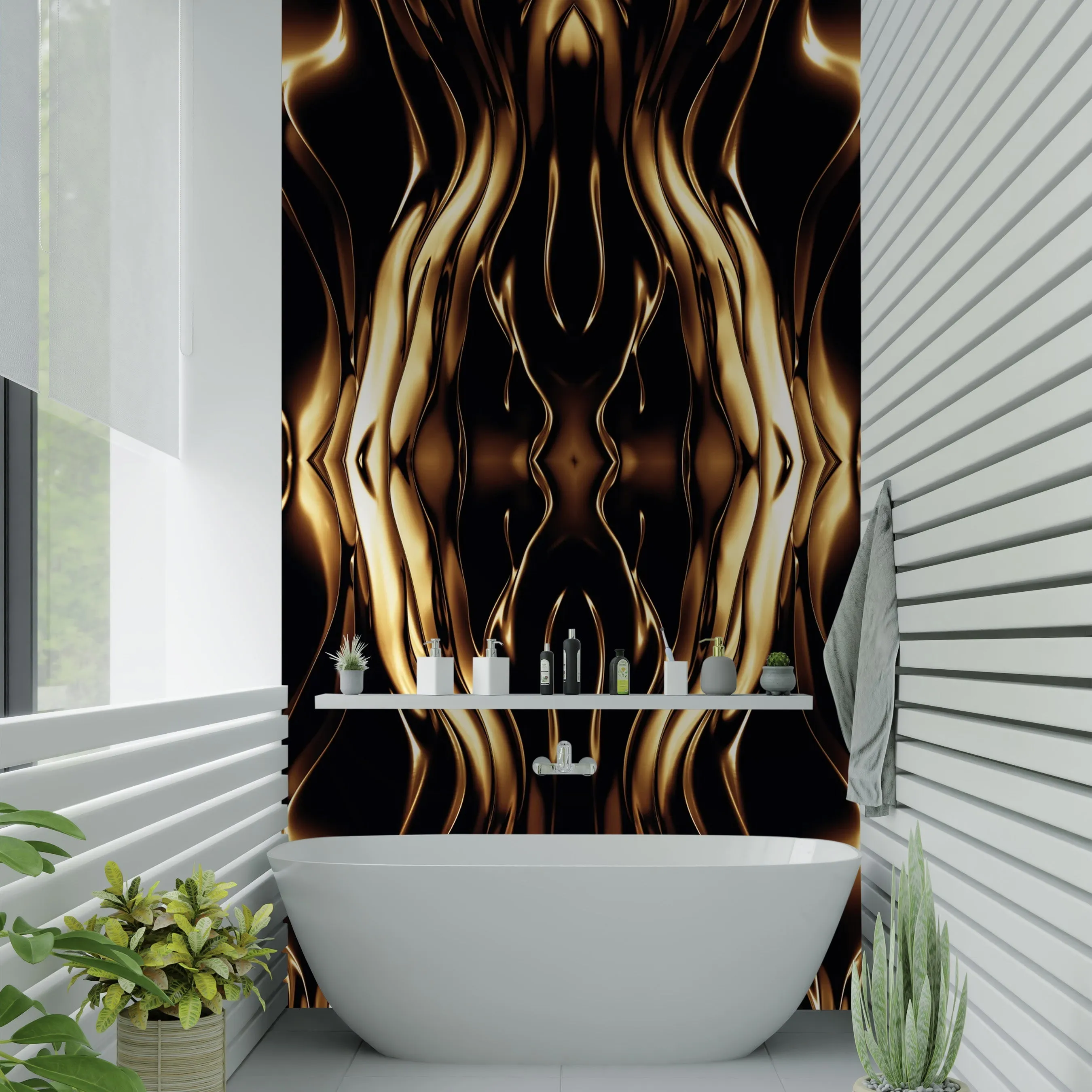 Liquid Gold Acrylic Shower Wall Panel Home Decor 2440mmm x 1220mm