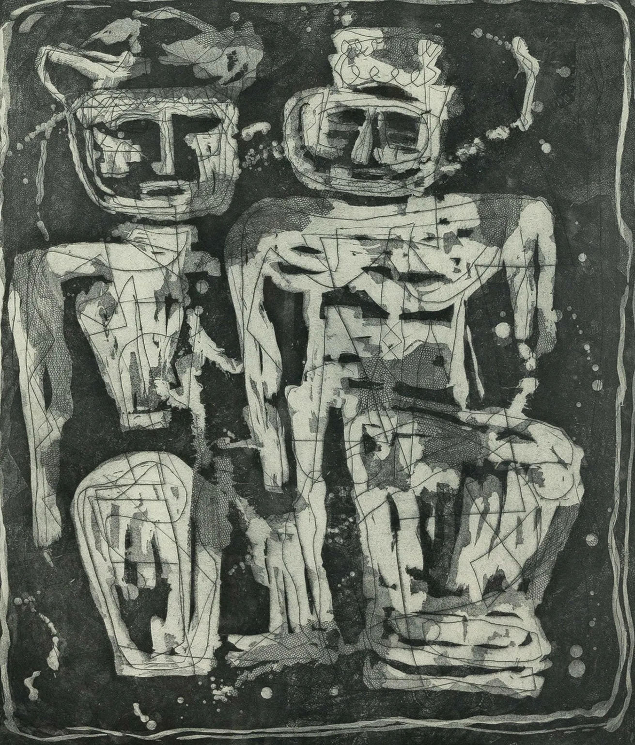 LOUISE NEVELSON "JUNGLE FIGURES" ETCHING, 1953-1955