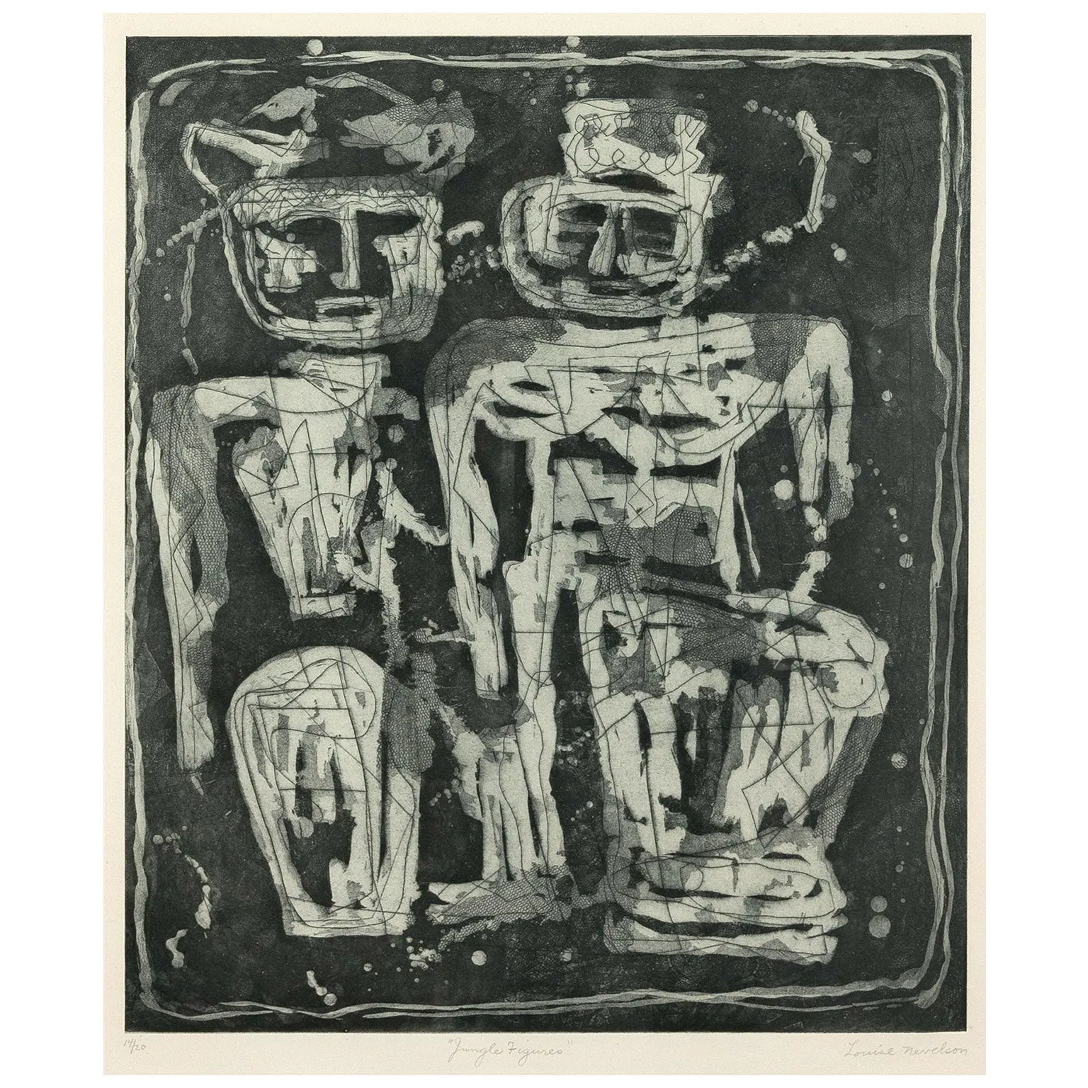 LOUISE NEVELSON "JUNGLE FIGURES" ETCHING, 1953-1955
