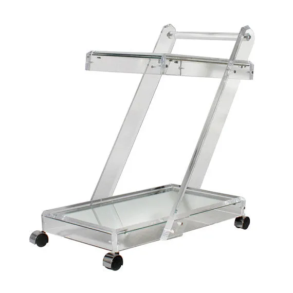 Lucite Bar Cart - Mirrored Shelves