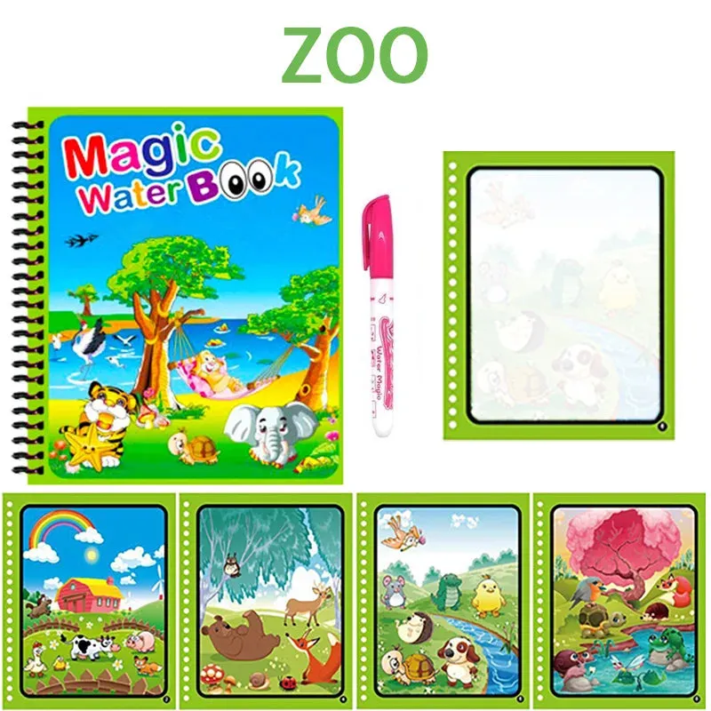 Magical Book Water Drawing Montessori Toys Reusable Coloring Book Magic Water Drawing Book Sensory Early Education for Children