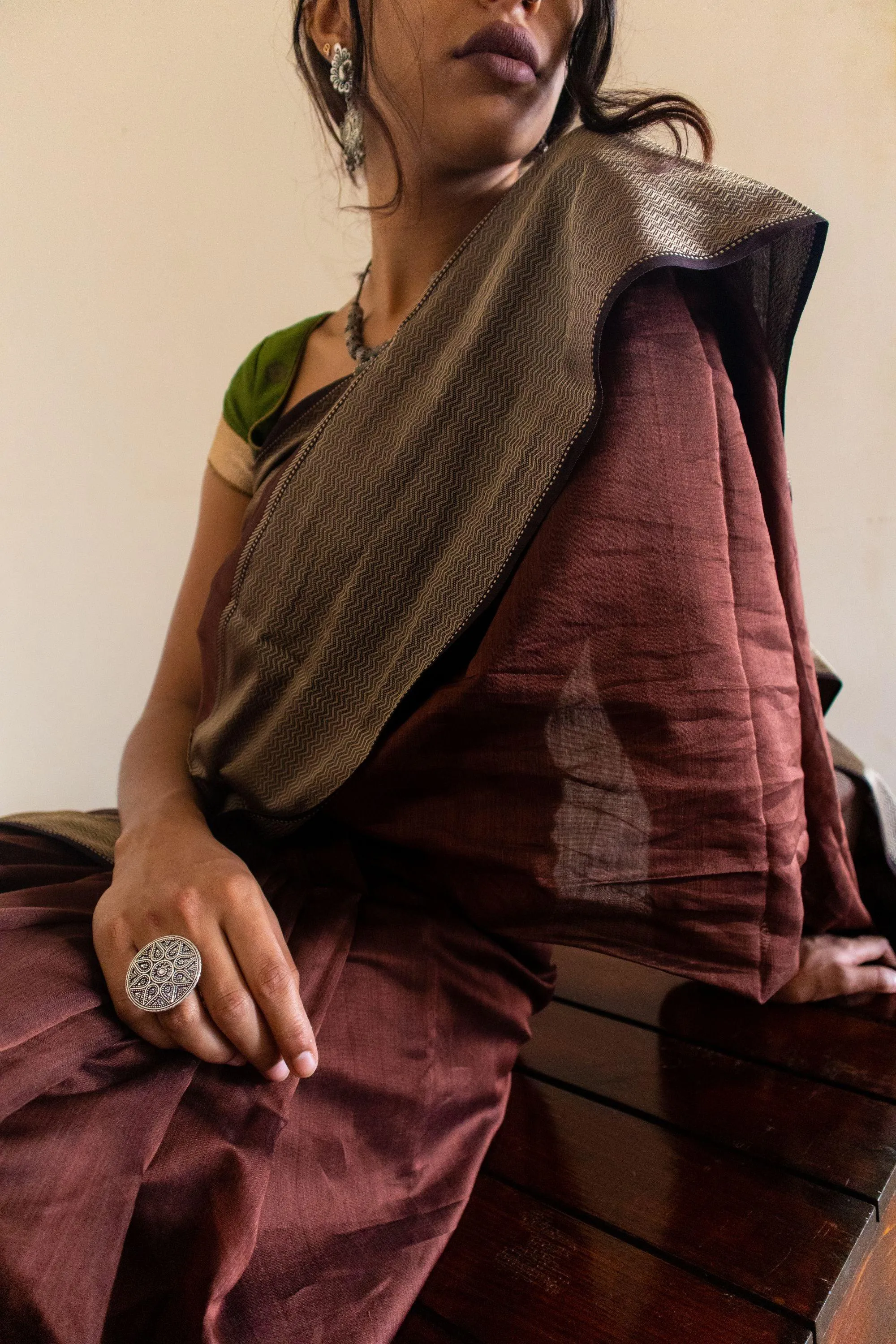 Maheswari Handloom saree - Seher - brown zari