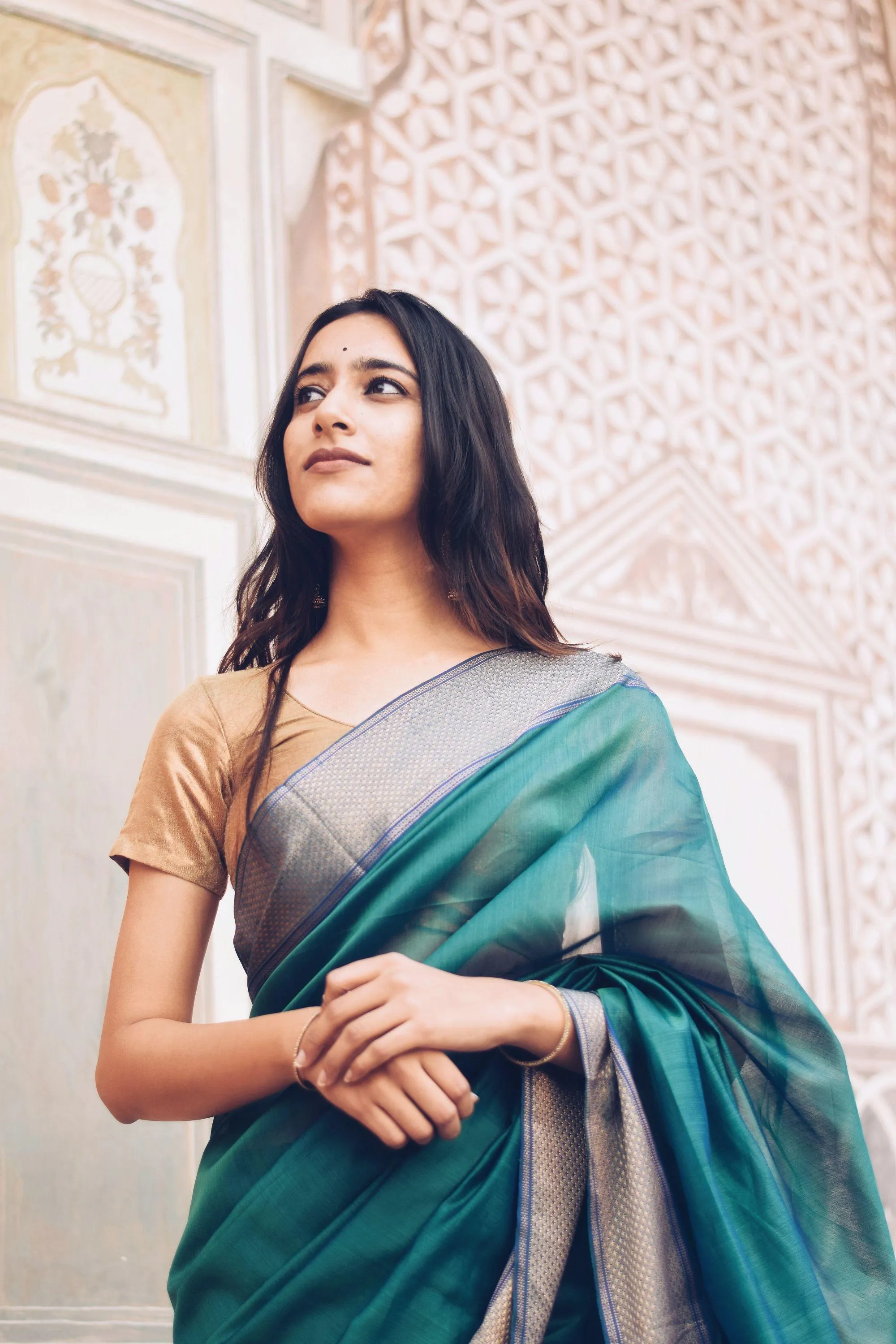 Maheswari Handloom saree - Seher - Green zari