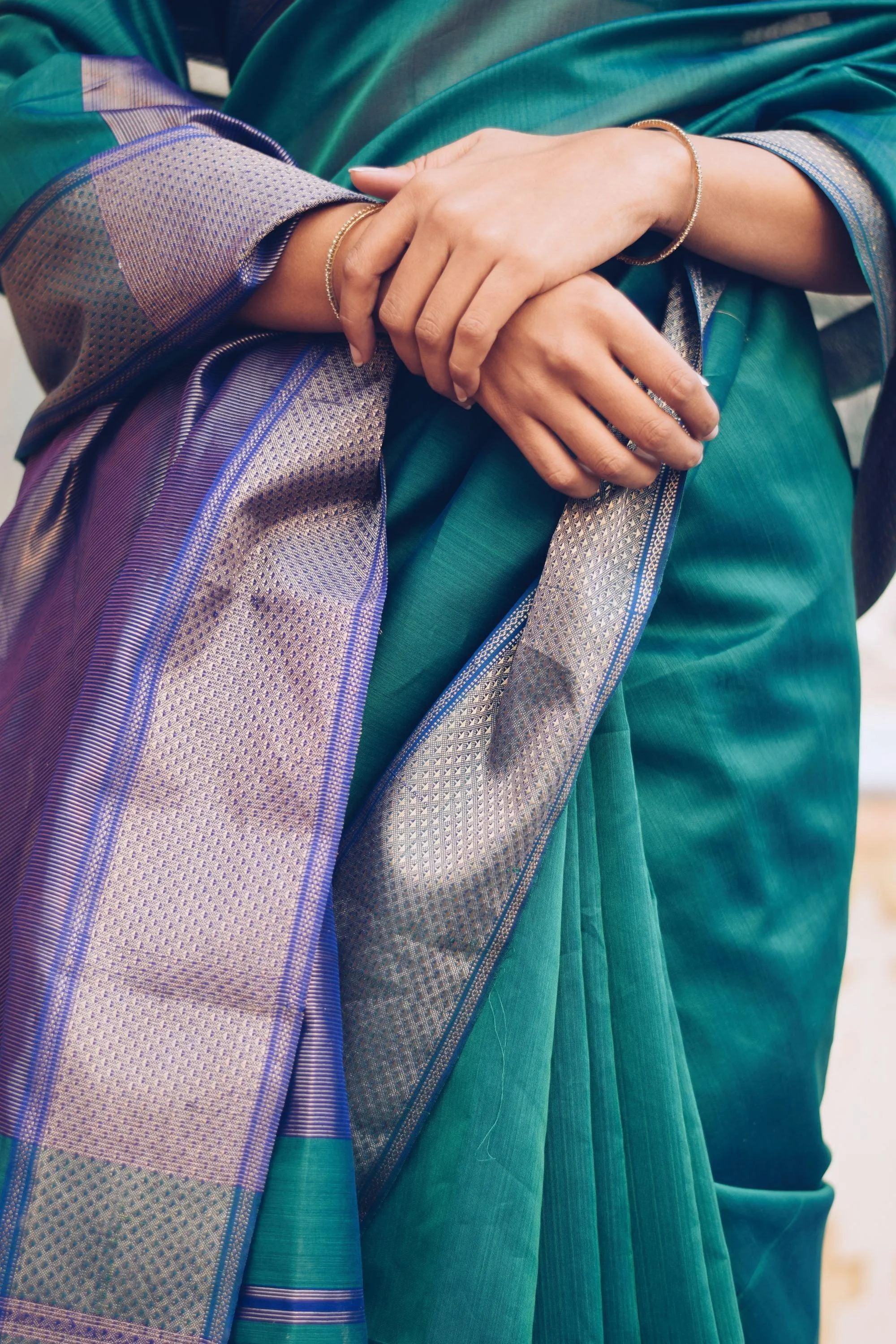Maheswari Handloom saree - Seher - Green zari