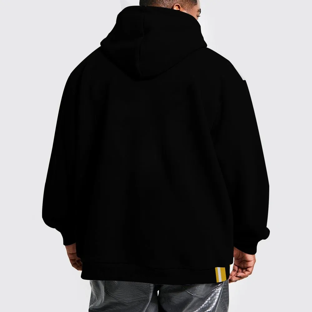 Men's Fun Cartoon Duck Stripe Print Hooded Sweatshirt