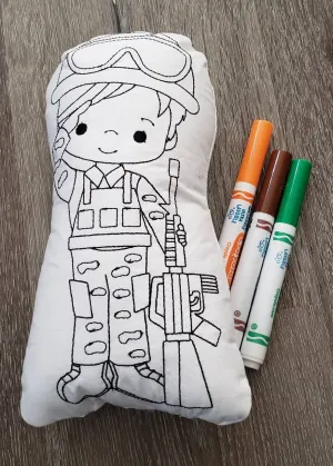 Military soldier plushie, soft toy, coloring doll, quiet toy, Christmas gift for kids, soldier pillow, busy toy