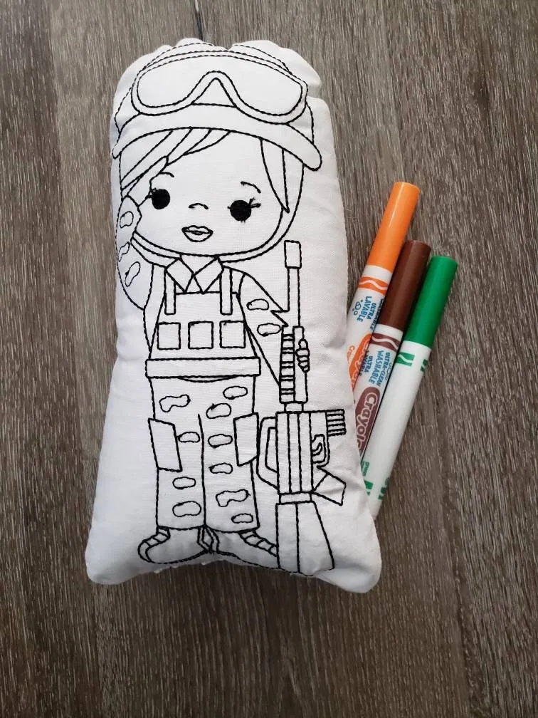 Military soldier plushie, soft toy, coloring doll, quiet toy, Christmas gift for kids, soldier pillow, busy toy