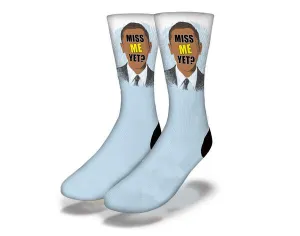 MISS ME YET? (OBAMA) Funny Political Socks (Blue)