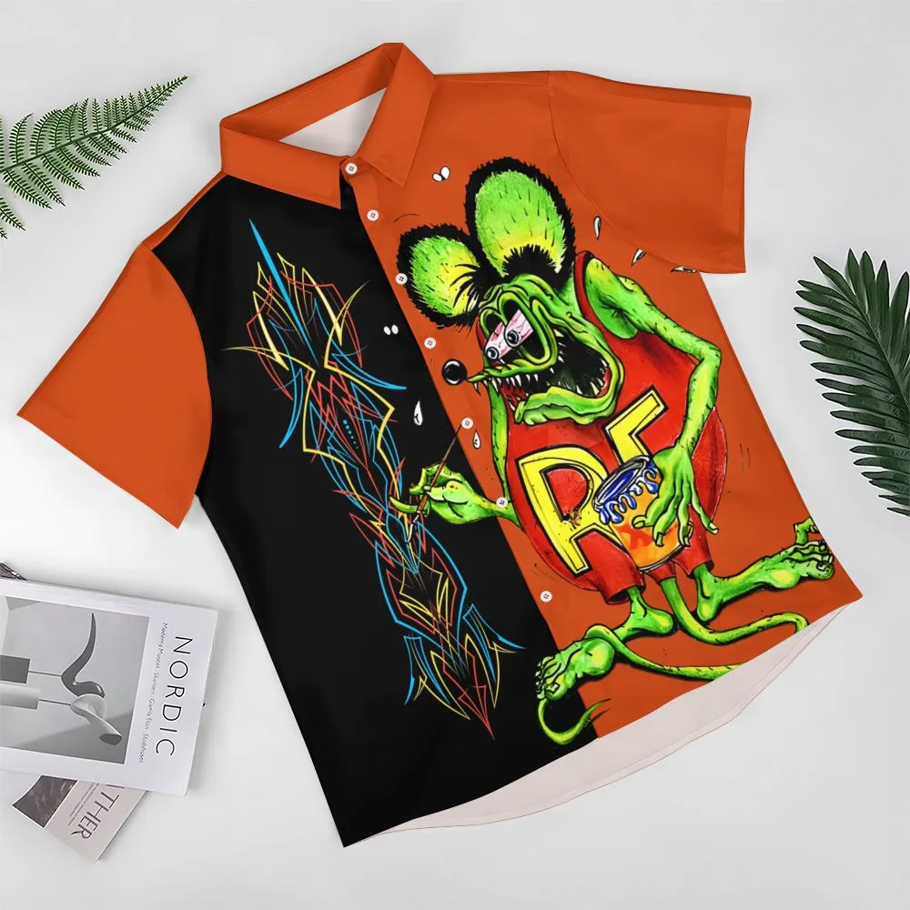 Modified Car Fun Cartoon Print Short Sleeve Shirt 2410008208