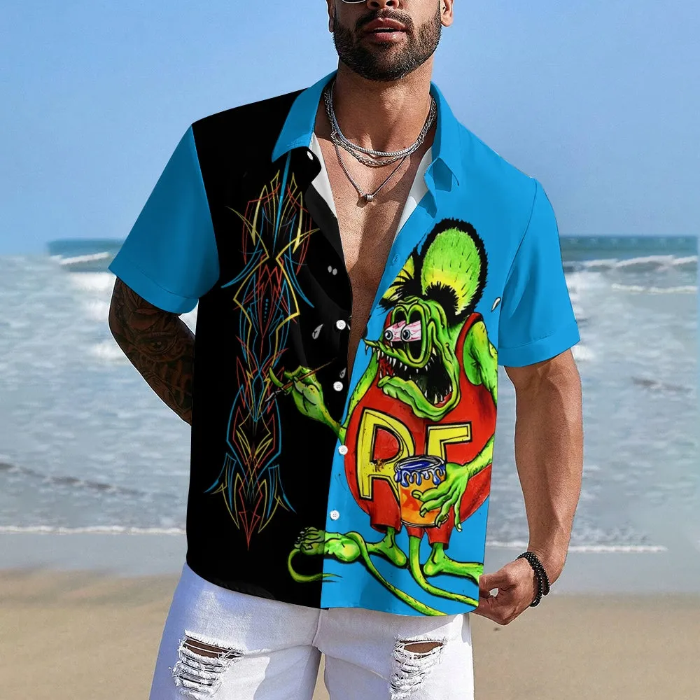 Modified Car Fun Cartoon Print Short Sleeve Shirt 2410008208