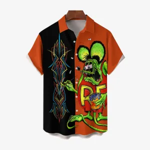 Modified Car Fun Cartoon Print Short Sleeve Shirt 2410008208
