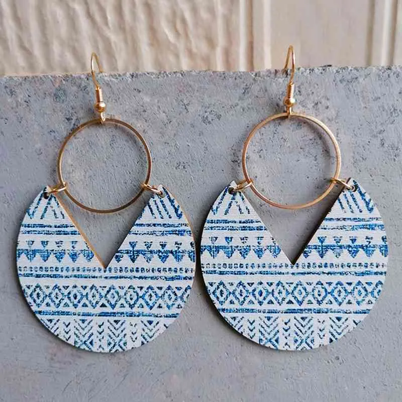 Ms.Pac-Man Shape Wooden Dangle Earrings