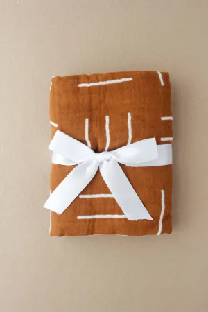 Muslin Swaddle - Mustard Mudcloth