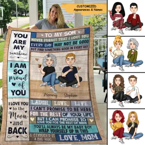 My Son - I Love You To The Moon And Back Personalized Blanket