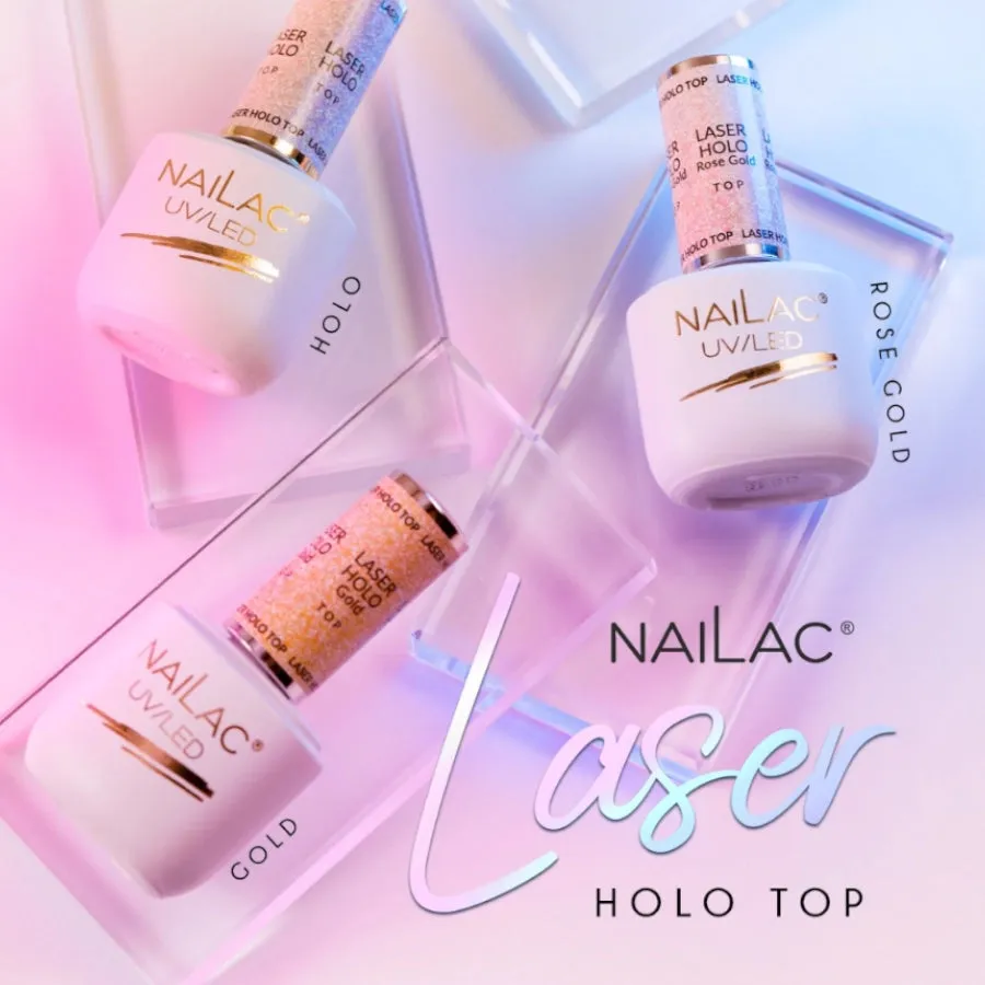NaiLac Hybrid UV/LED Top Laser Holo Rose Gold
