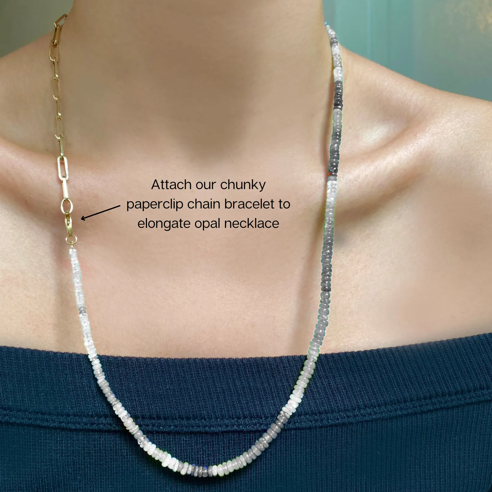 Natural Black Faceted Opal Necklace