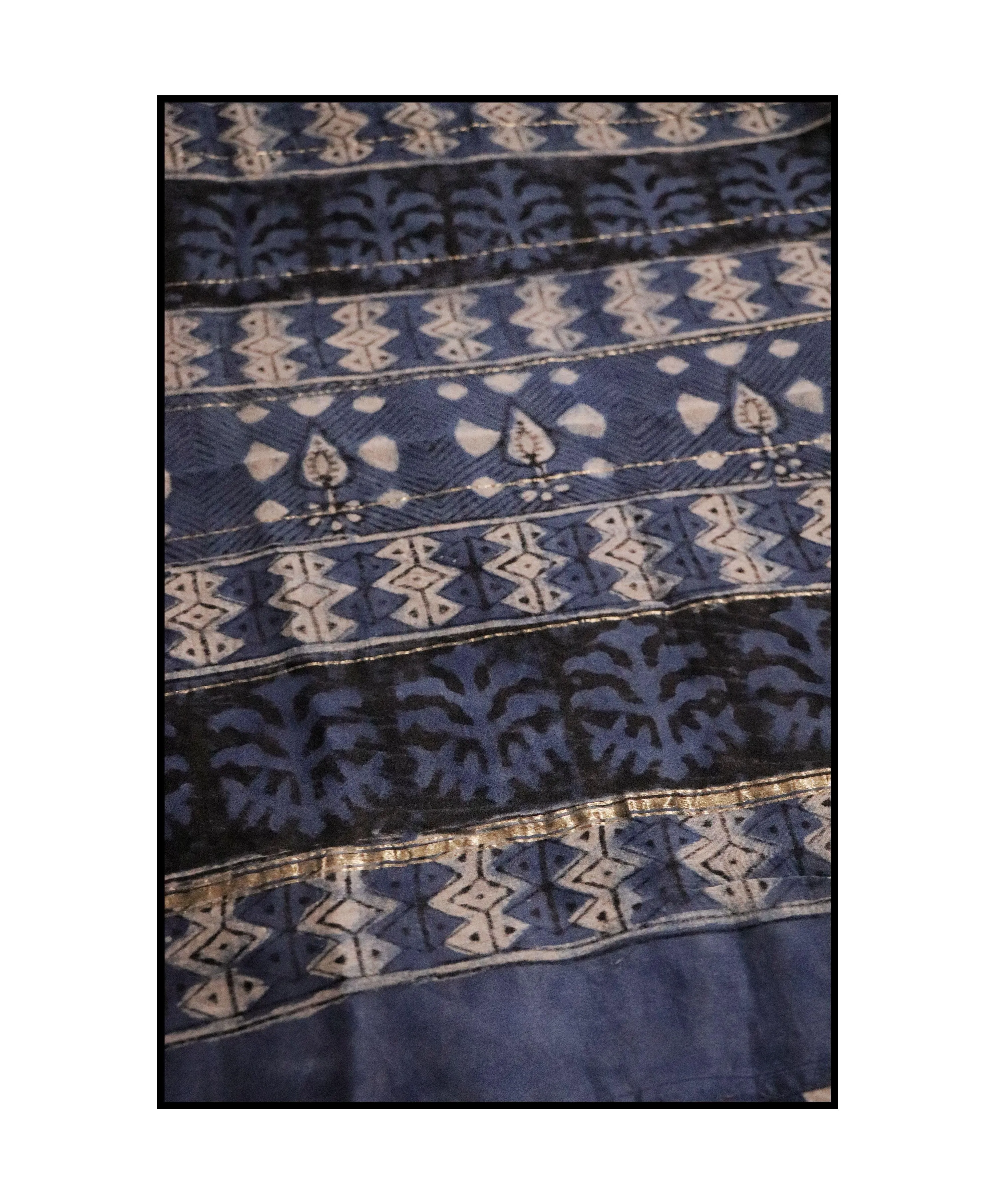 Natural dyed Dabu sarees - Malhar -Kairi Indigo